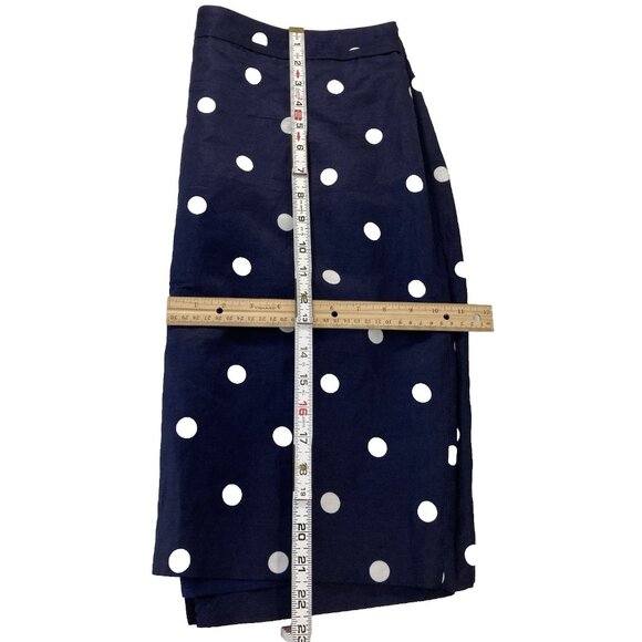 Banana Republic Linen Blend Skirt size 14 Blue White Polka Dot Preppy Boho Party - Picture 3 of 6